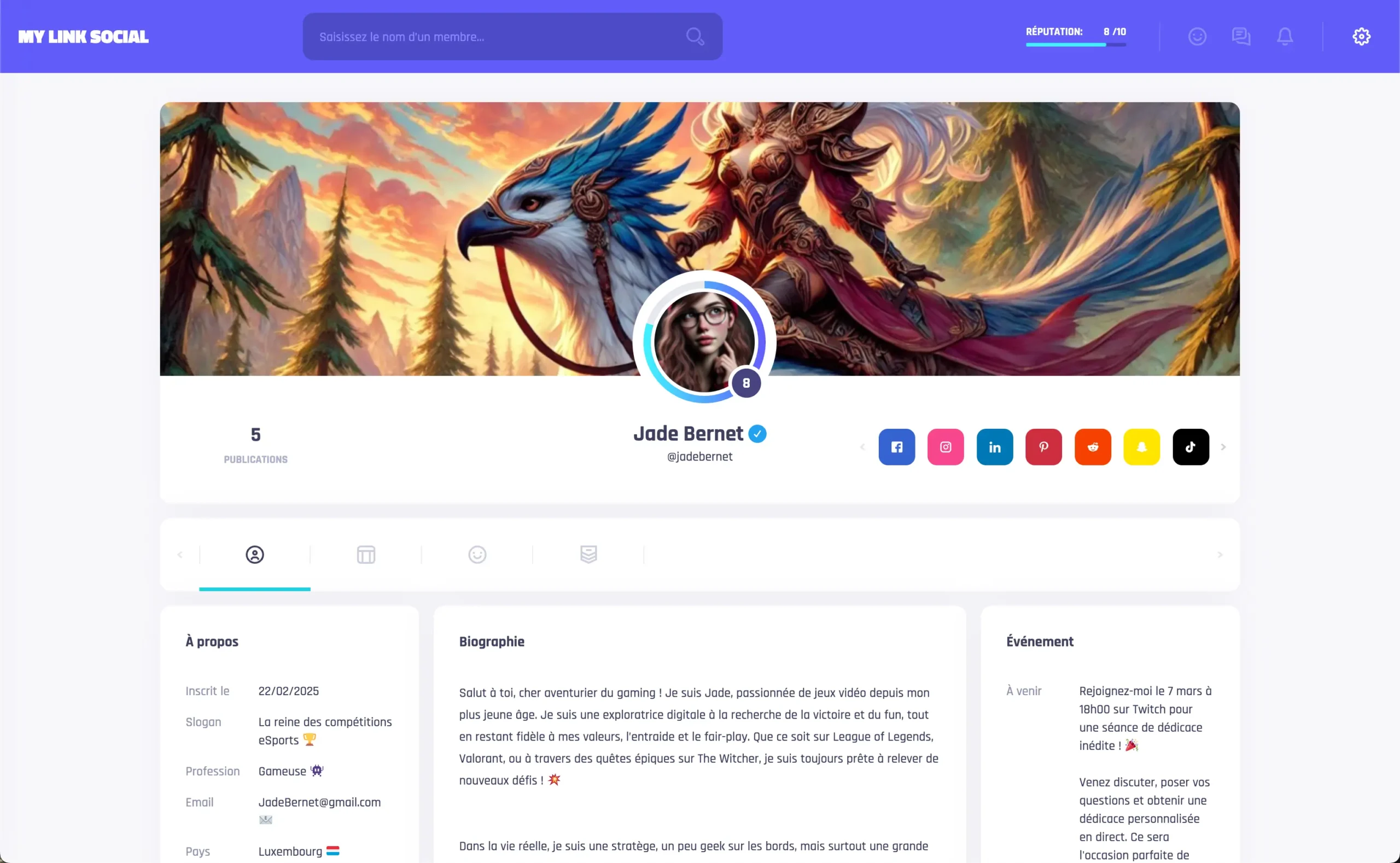 My Link Social profil à propos